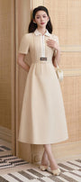 Betrix A-line Short Sleeved Linen Cotton Midi Dress - MEAN BLVD
