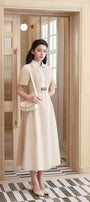 Betrix A-line Short Sleeved Linen Cotton Midi Dress - MEAN BLVD