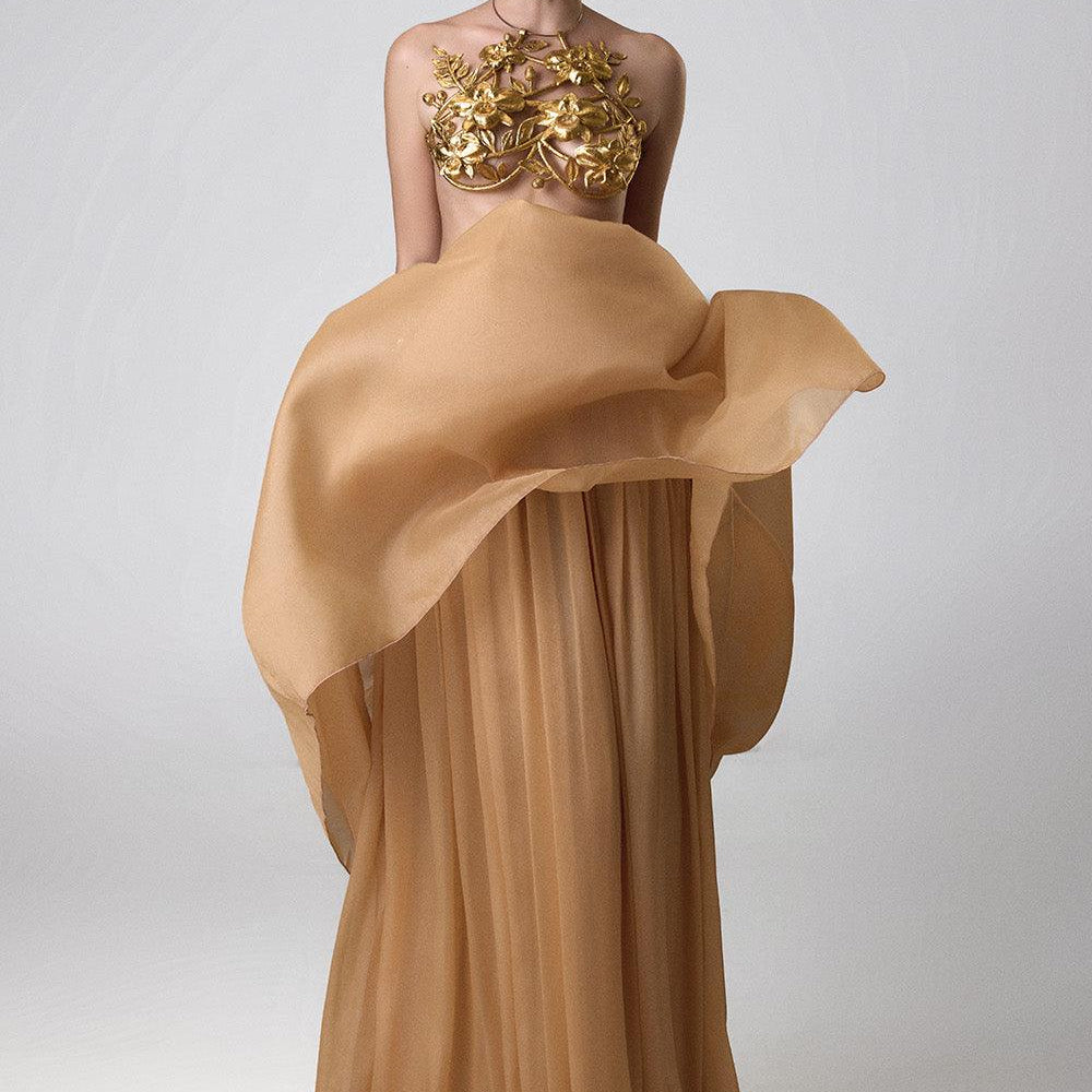 Betty Gathered Draped Chiffon Floor Length Skirt - MEAN BLVD