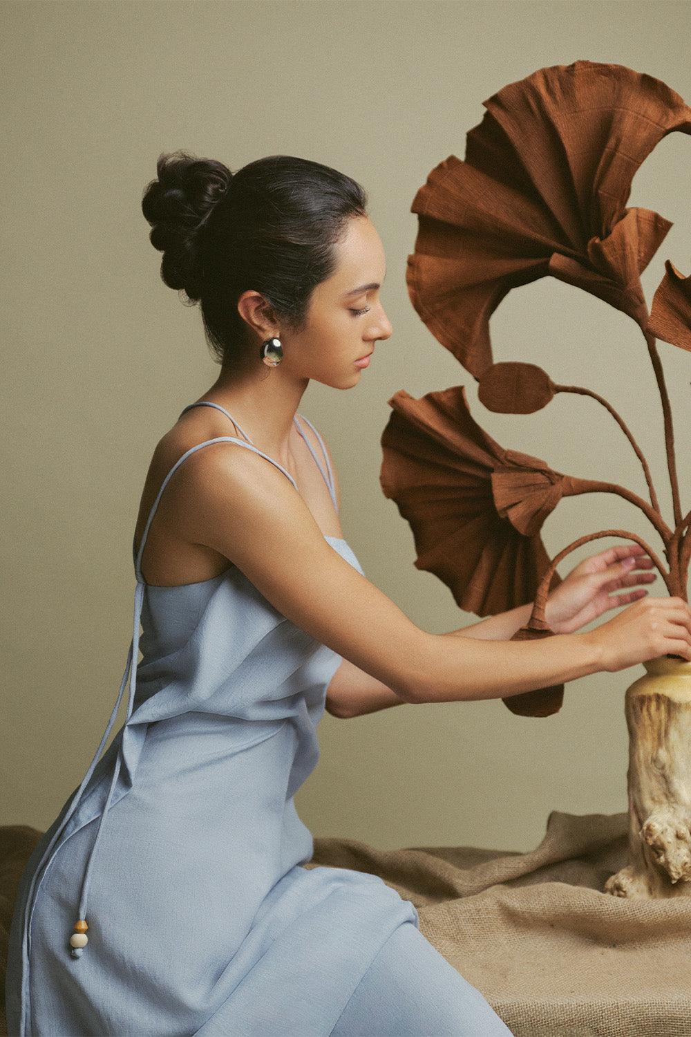 Bich Tuyen A-line Spaghetti Strap Silk Organza Floor Length Dress - MEAN BLVD