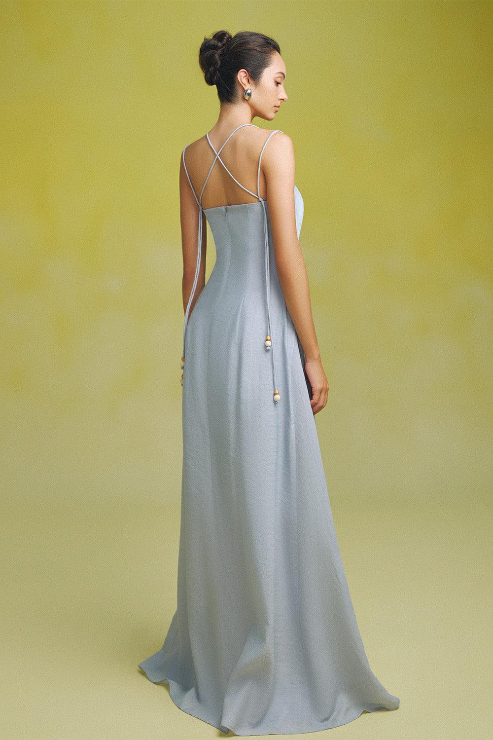 Bich Tuyen A-line Spaghetti Strap Silk Organza Floor Length Dress - MEAN BLVD