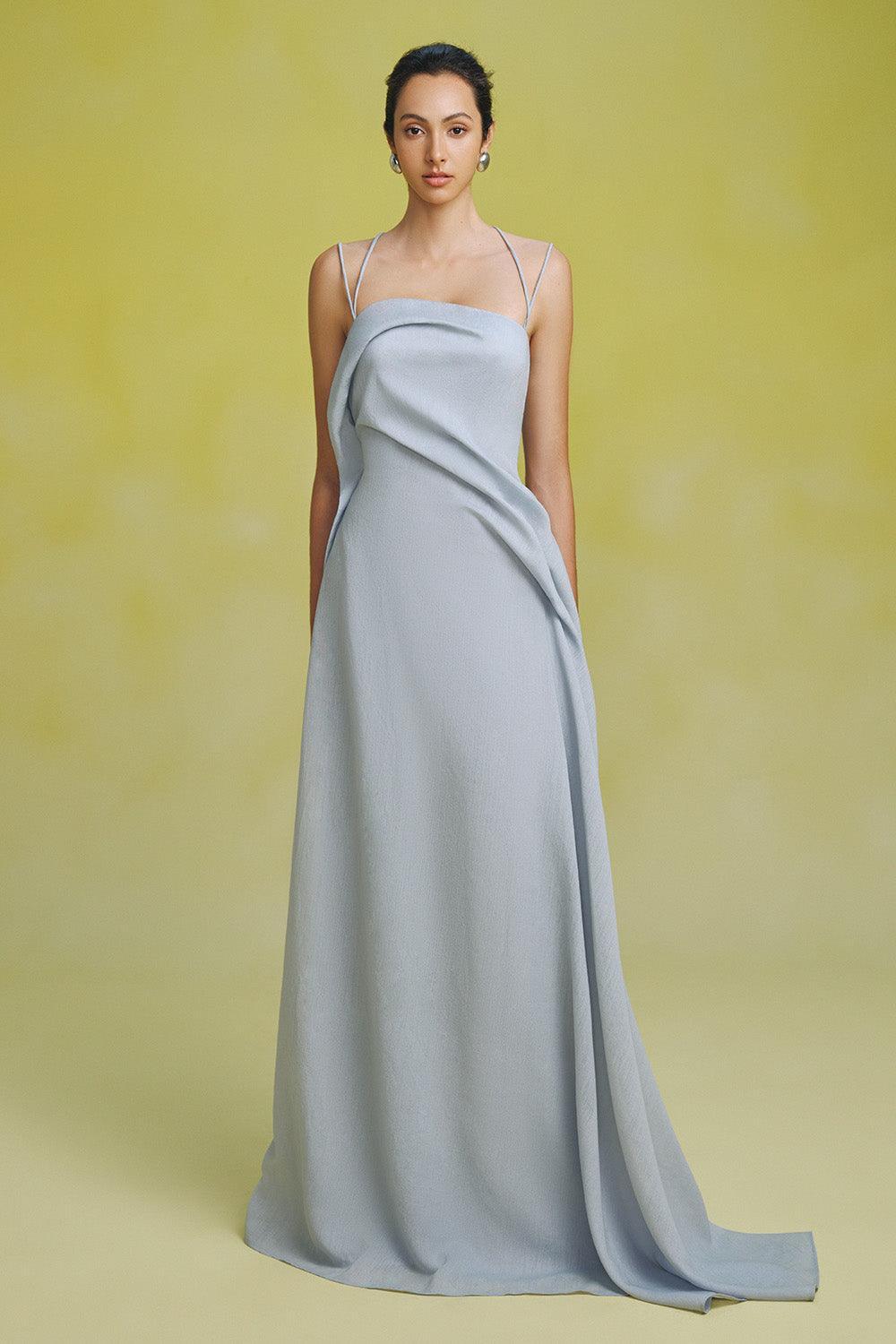 Bich Tuyen A-line Spaghetti Strap Silk Organza Floor Length Dress - MEAN BLVD