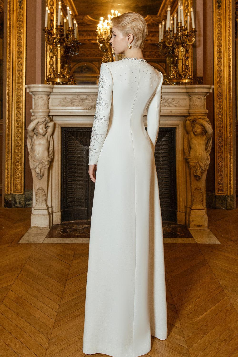 Big Sun A-line Round Neck Crepe Floor Length Dress - MEAN BLVD