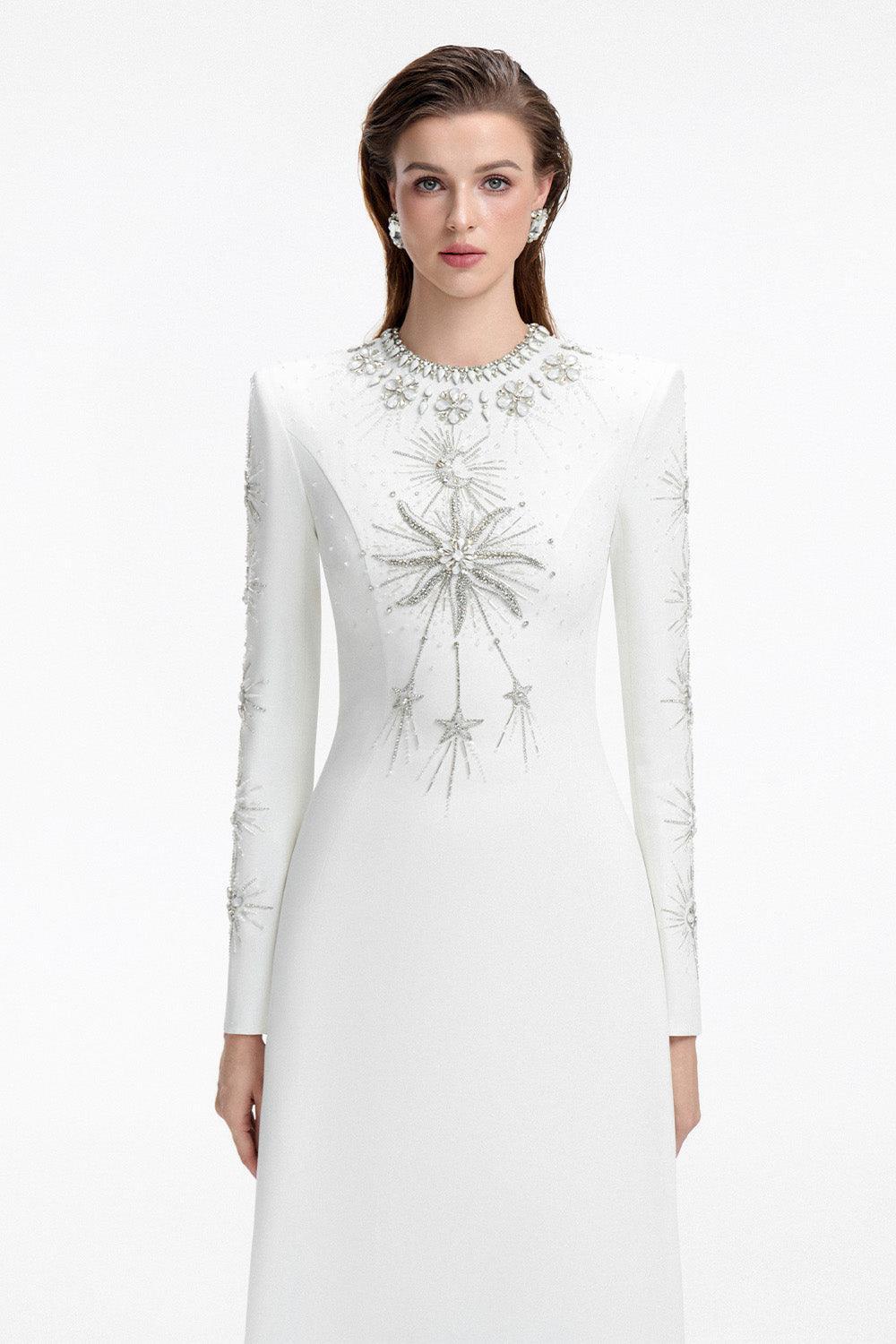 Big Sun A-line Round Neck Crepe Floor Length Dress - MEAN BLVD