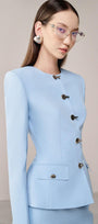 Bilion Hourglass Round Neck Linen Cotton Blazer - MEAN BLVD