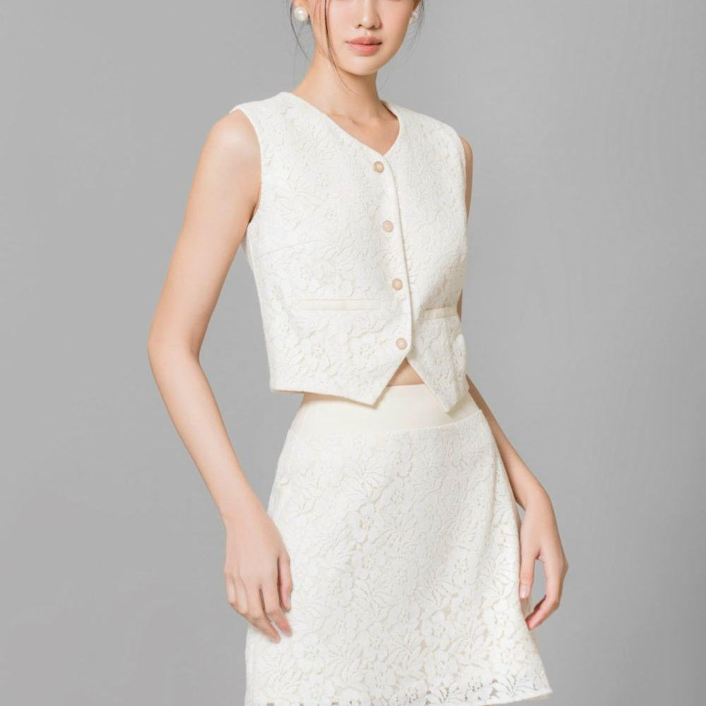 Billie A-line Back Zipper Lace Mini Skirt - MEAN BLVD
