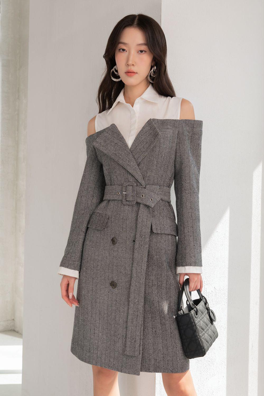 Billie A-line Cold Shoulder Sleeved Felt Knee-length Dress - MEAN BLVD