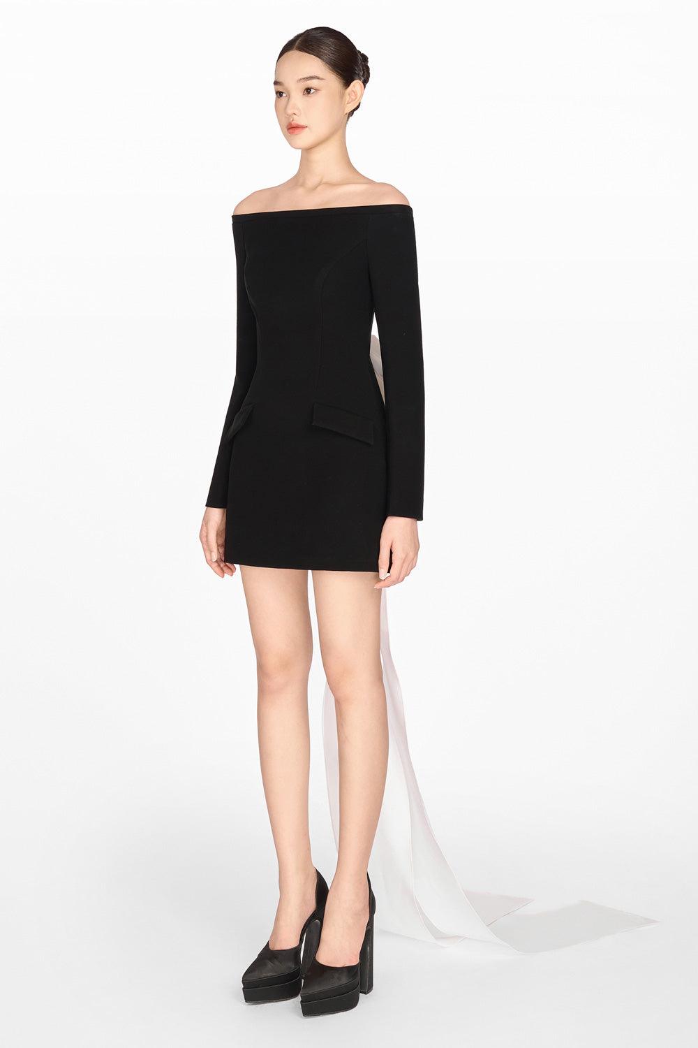 Women's A-Line Bow Cotton Polyester Mini Dress XS/S/M/L/XL Black Mean Blvd Black / S Women's A-Line Bow Cotton Polyester Mini Dress XS/S/M/L/XL Black Mean Blvd Black / S