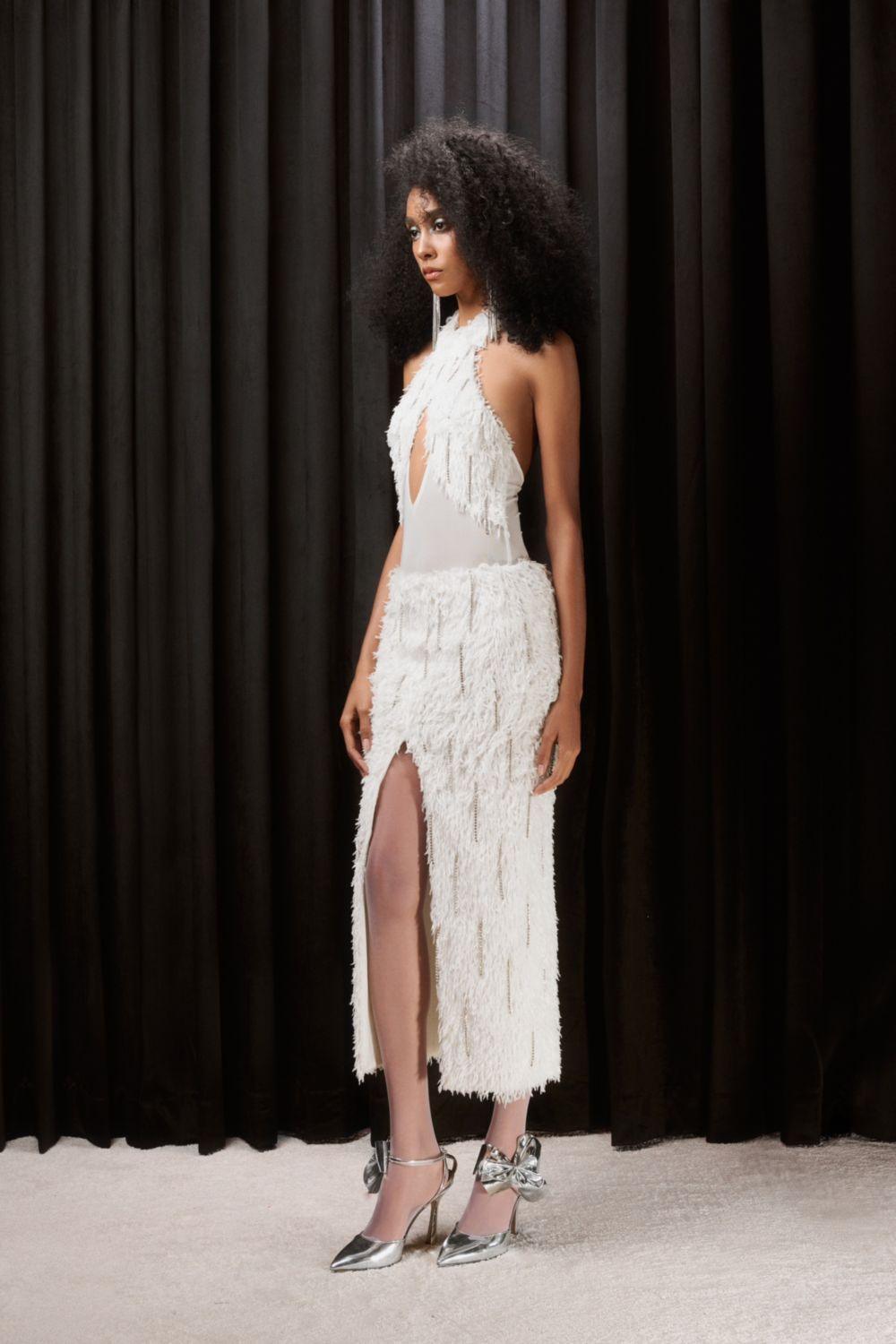 Women's Blakely Slit Stone Faux Fur Midi Skirt XXS/XS/S/M/L White Mean Blvd White / L