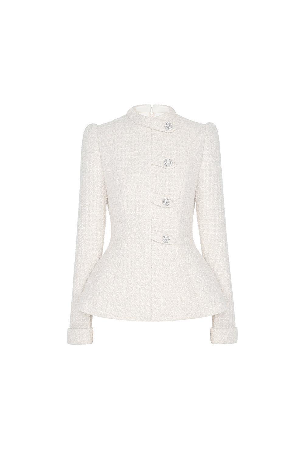 Blanche Peplum Long Sleeved Tweed Top - MEAN BLVD