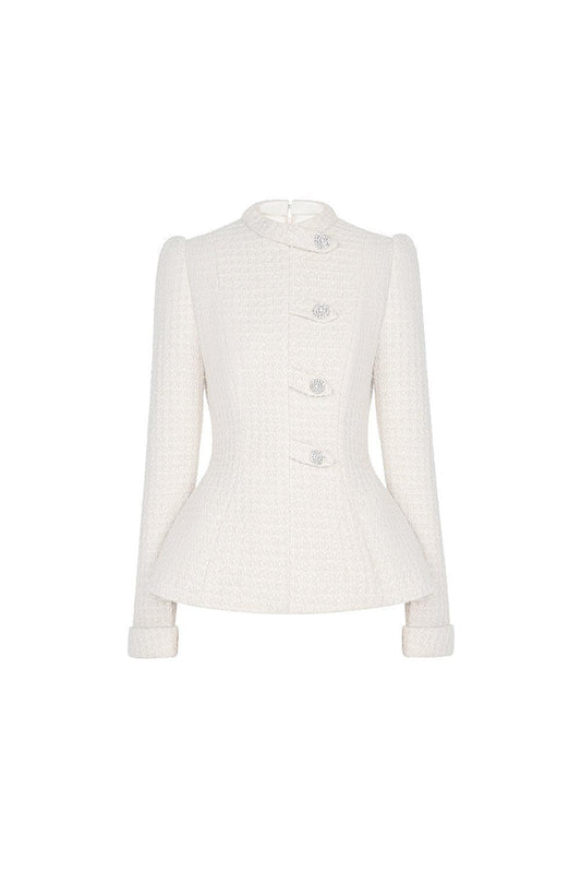 Blanche Peplum Long Sleeved Tweed Top - MEAN BLVD