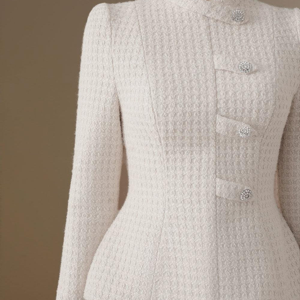 Blanche Peplum Long Sleeved Tweed Top - MEAN BLVD