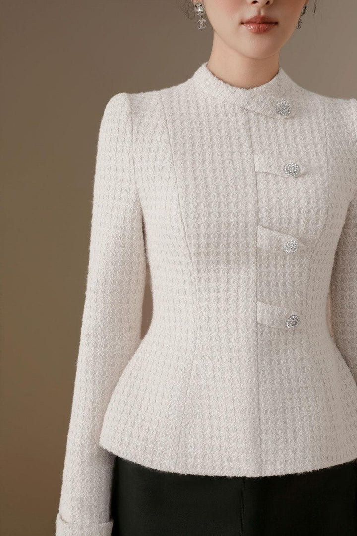Blanche Peplum Long Sleeved Tweed Top - MEAN BLVD
