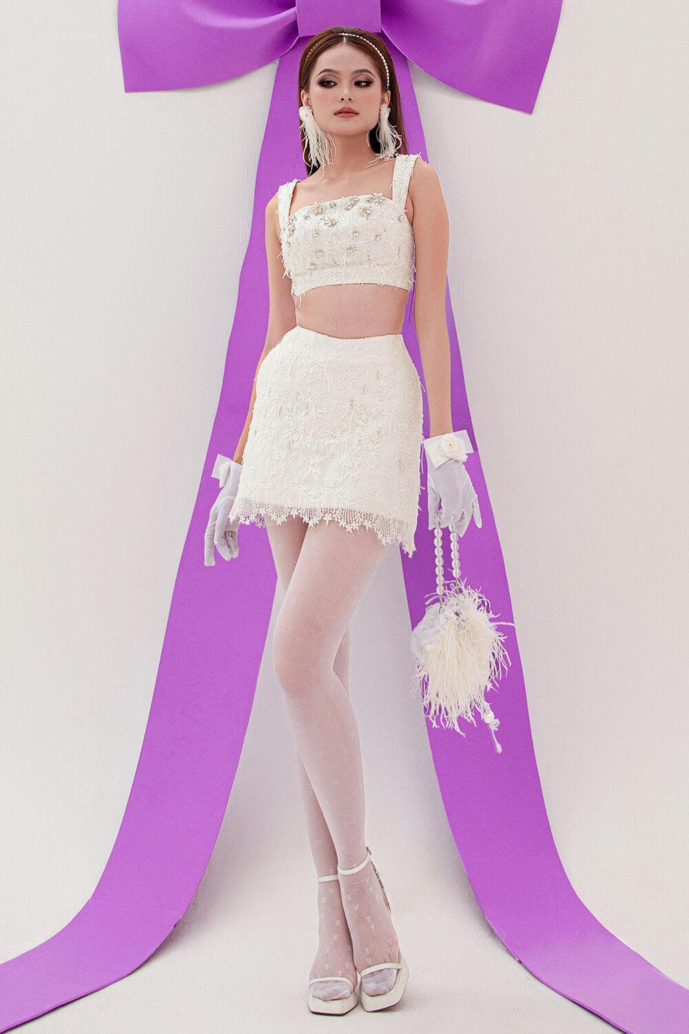 Blink Cropped Lace Taffeta Mini Set - MEAN BLVD