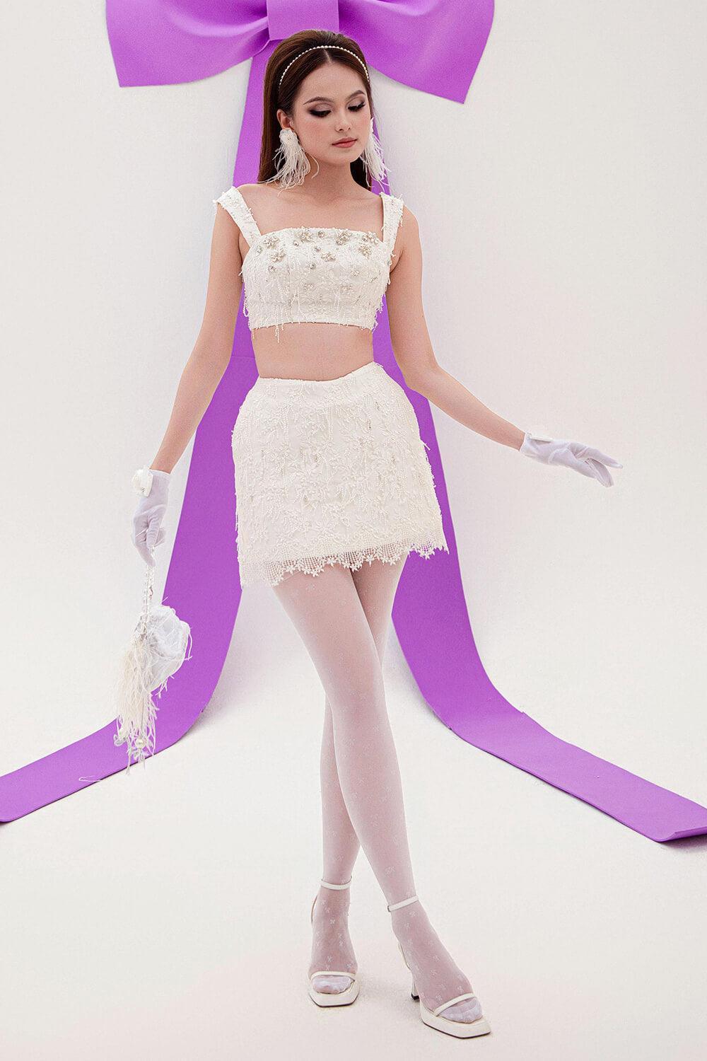 Blink Cropped Lace Taffeta Mini Set - MEAN BLVD