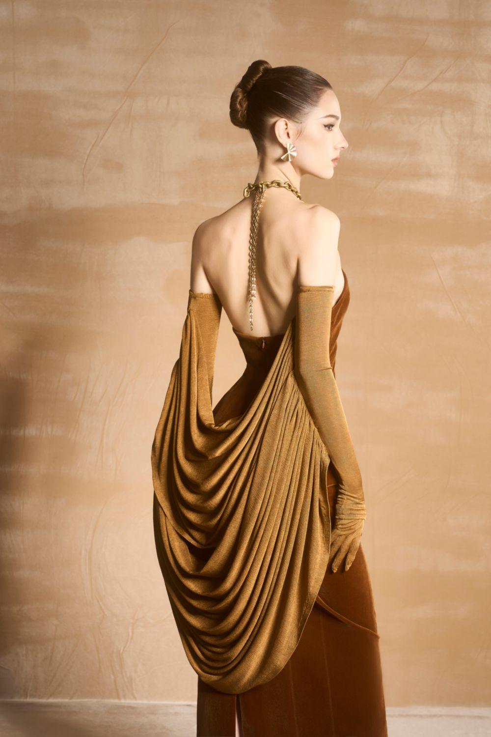 Blitha Halter Sleeveless Velvet Midi Dress - MEAN BLVD