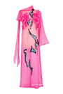 Blooming Straight Flower Applique Organza Crepe Floor Length Ao Dai - MEAN BLVD