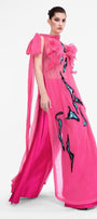 Blooming Straight Flower Applique Organza Crepe Floor Length Ao Dai - MEAN BLVD