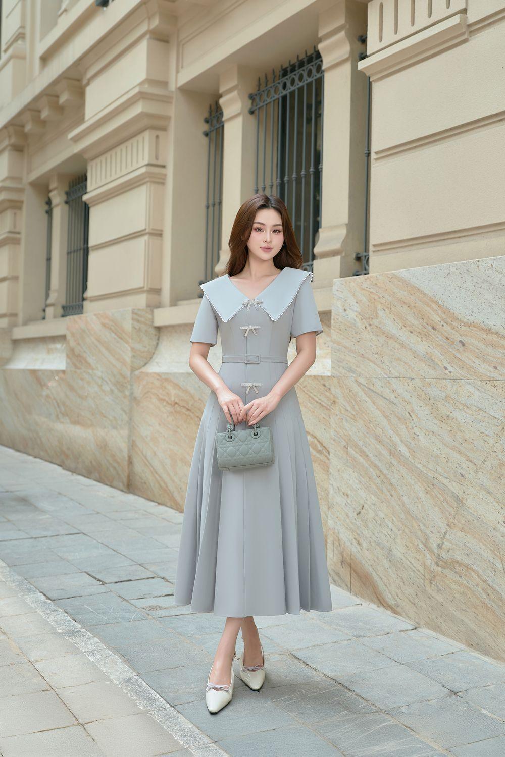 knee length dresses for ladies Miri Cotton Midi Dress - Lunar Blue – The Islands main image 0