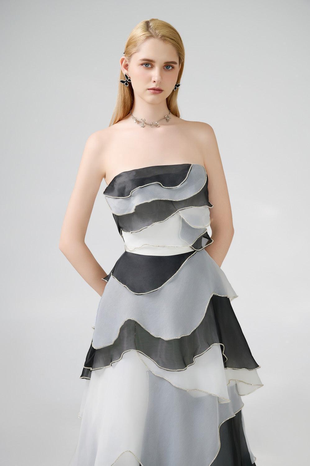 Bobby Strapless Back Zipper Organza Floor Length Dress - MEAN BLVD