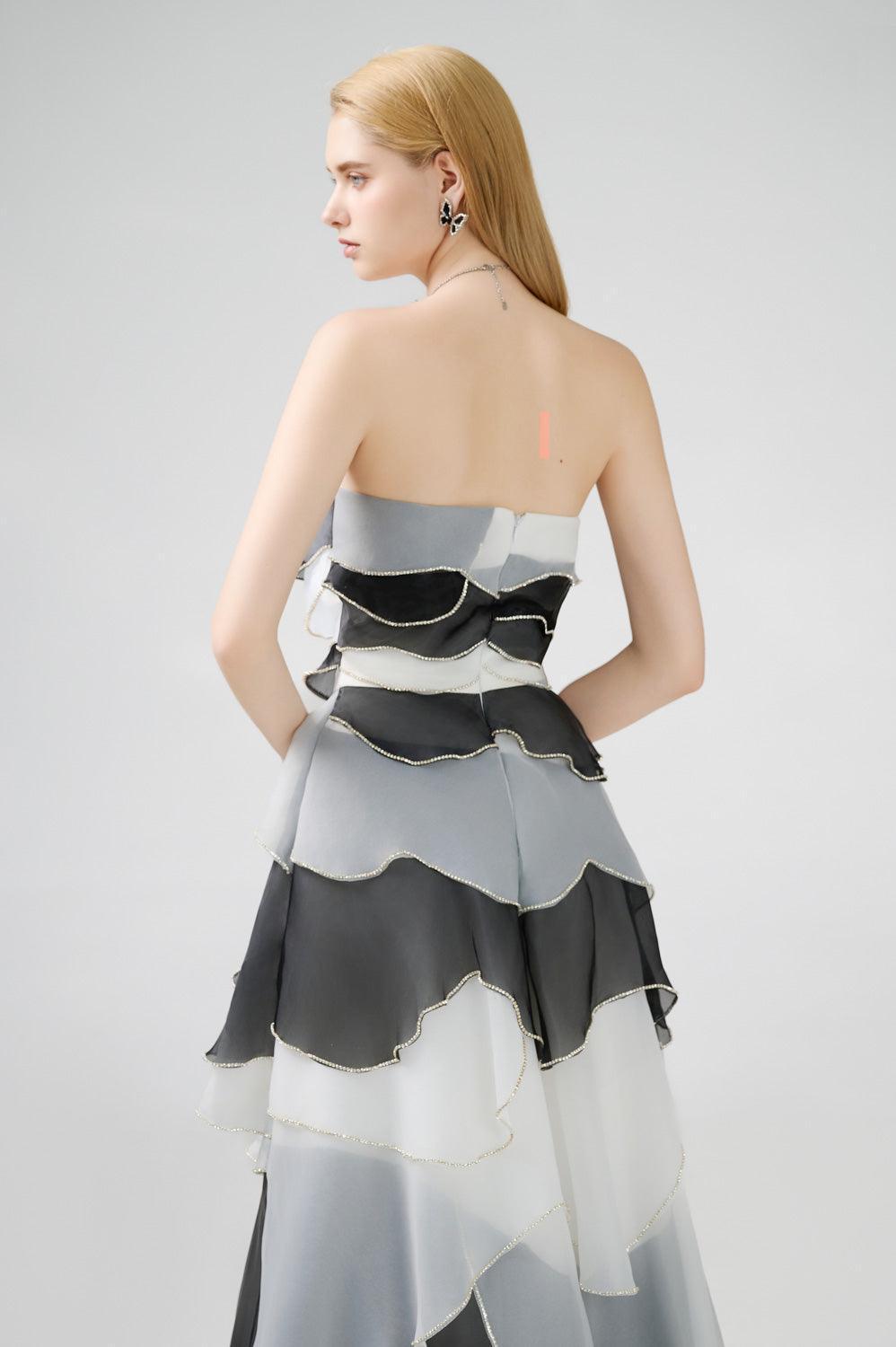Bobby Strapless Back Zipper Organza Floor Length Dress - MEAN BLVD