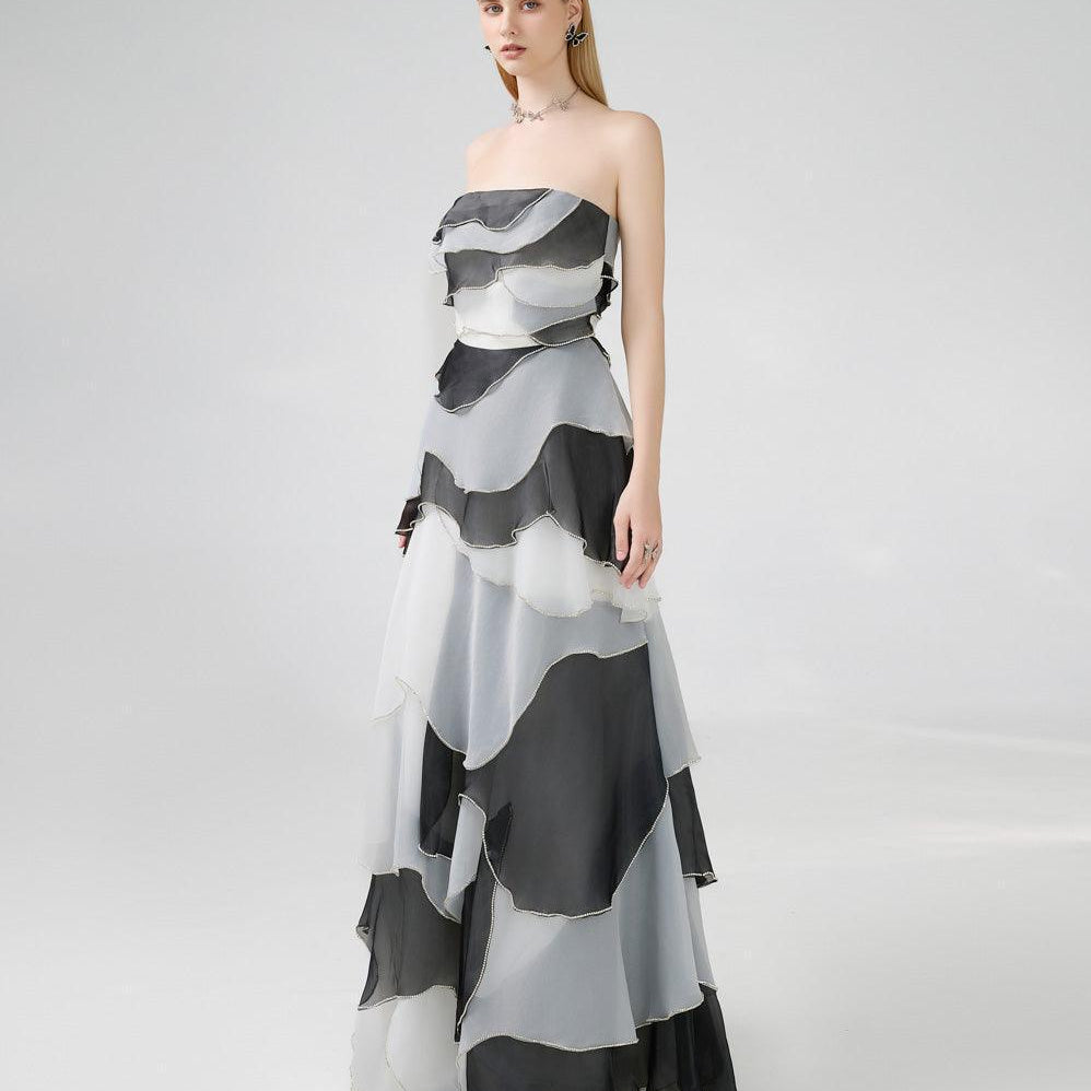 Bobby Strapless Back Zipper Organza Floor Length Dress - MEAN BLVD