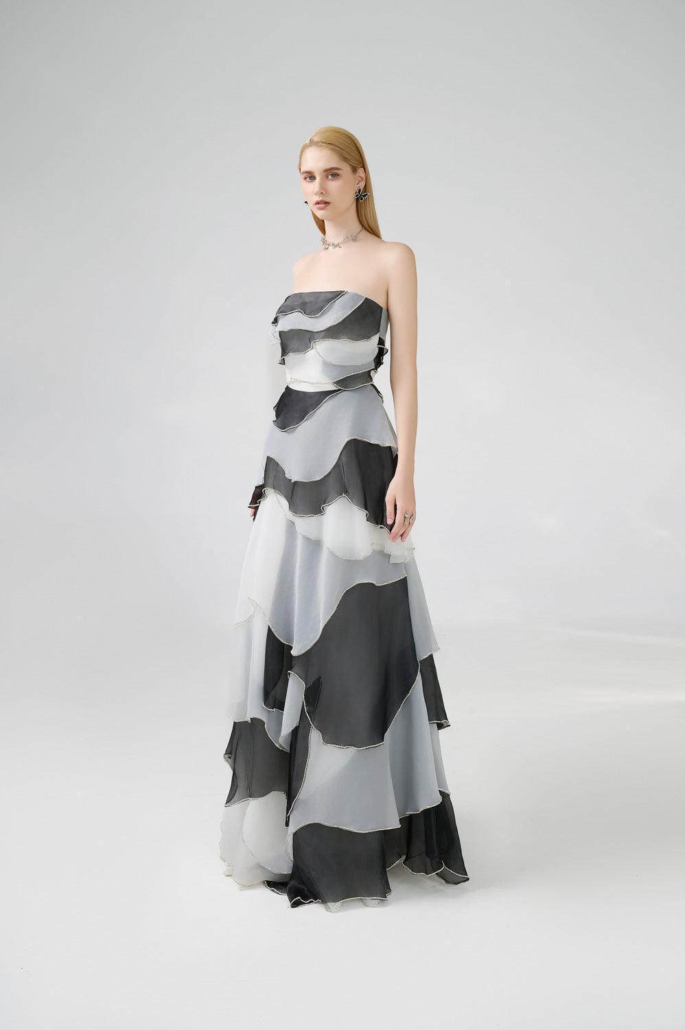 Bobby Strapless Back Zipper Organza Floor Length Dress - MEAN BLVD