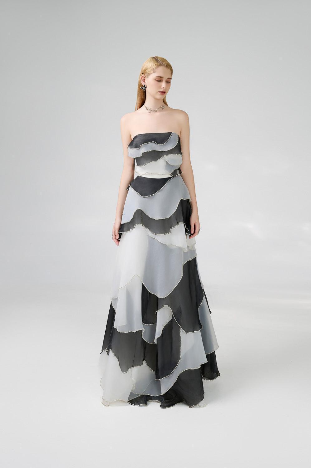 Bobby Strapless Back Zipper Organza Floor Length Dress - MEAN BLVD