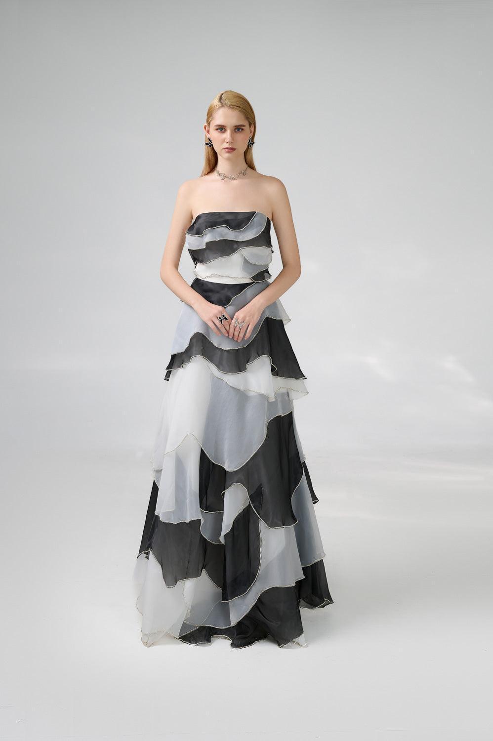 Bobby Strapless Back Zipper Organza Floor Length Dress - MEAN BLVD
