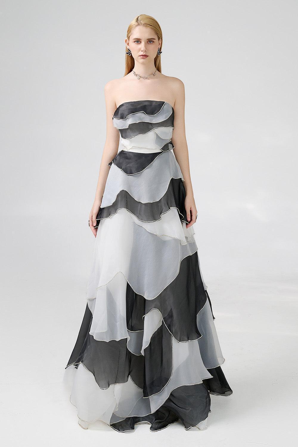 Bobby Strapless Back Zipper Organza Floor Length Dress - MEAN BLVD