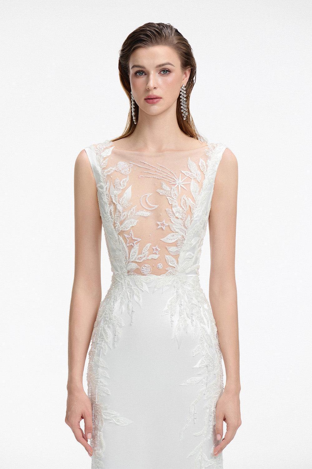 Bond Mermaid Boat Neck Silk Satin Floor Length Dress - MEAN BLVD