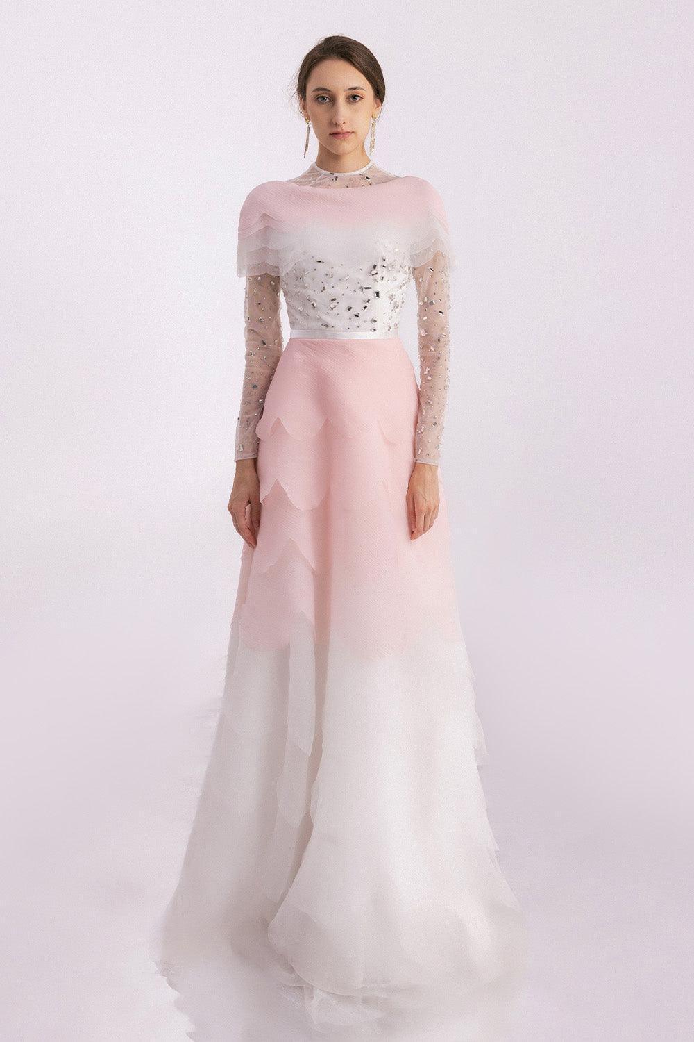 Bonilla Layered Long Sleeved Organza Floor Length Dress - MEAN BLVD