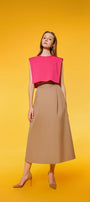 Bonnie A-line Draped Cotton Midi Skirt - MEAN BLVD