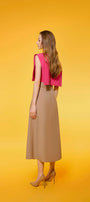 Bonnie A-line Draped Cotton Midi Skirt - MEAN BLVD