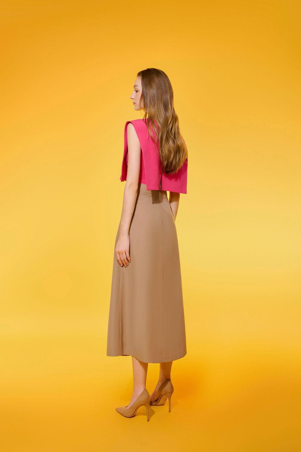 Bonnie A-line Draped Cotton Midi Skirt - MEAN BLVD