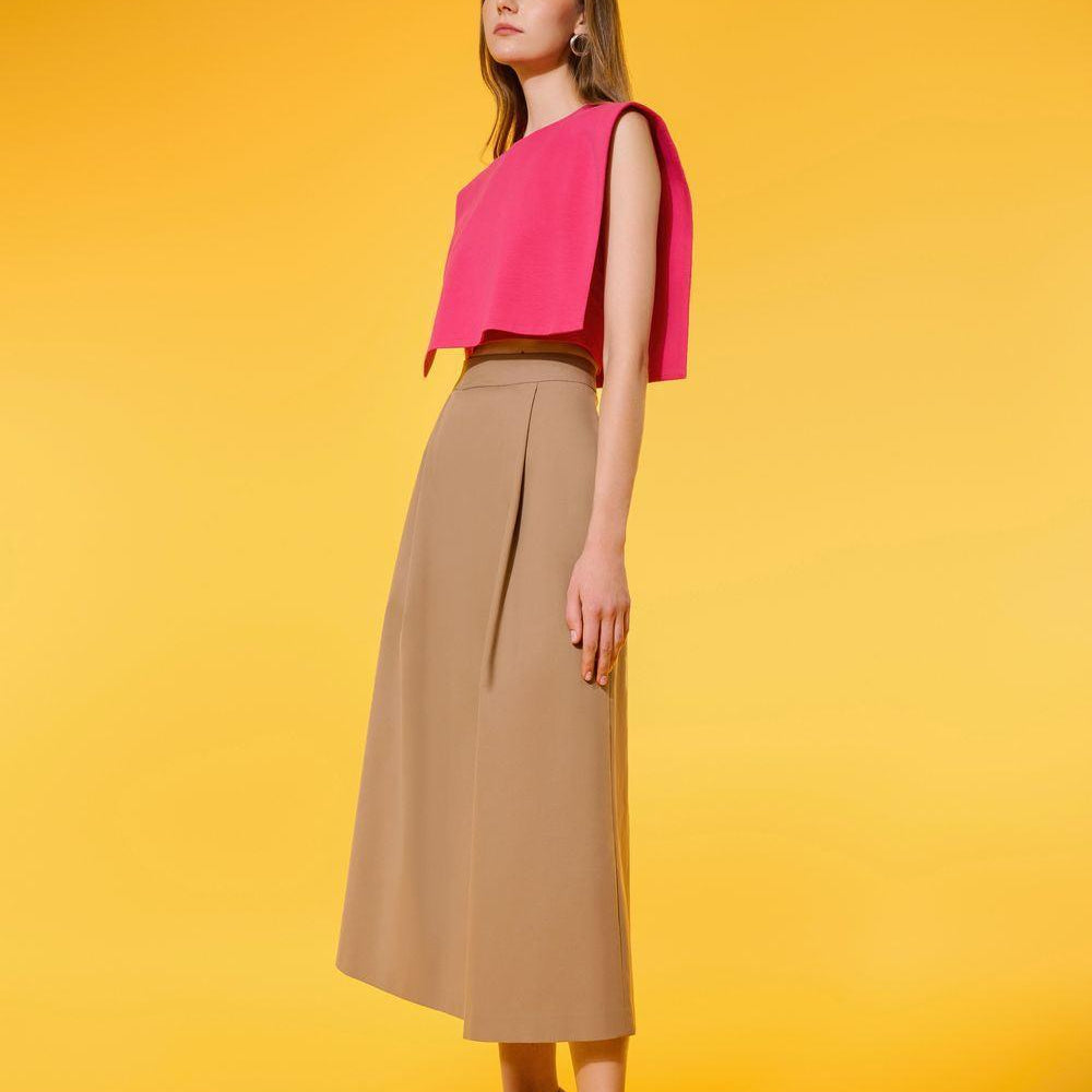Bonnie A-line Draped Cotton Midi Skirt - MEAN BLVD