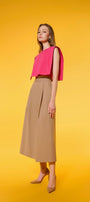 Bonnie A-line Draped Cotton Midi Skirt - MEAN BLVD