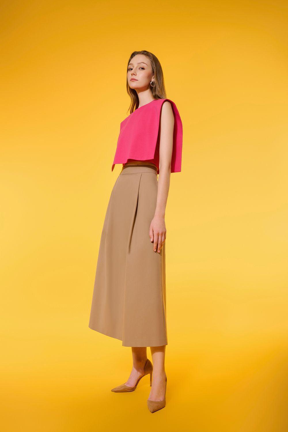 Bonnie A-line Draped Cotton Midi Skirt - MEAN BLVD