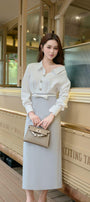 Bosho Sheath Collared Neck Linen Cotton Midi Dress - MEAN BLVD