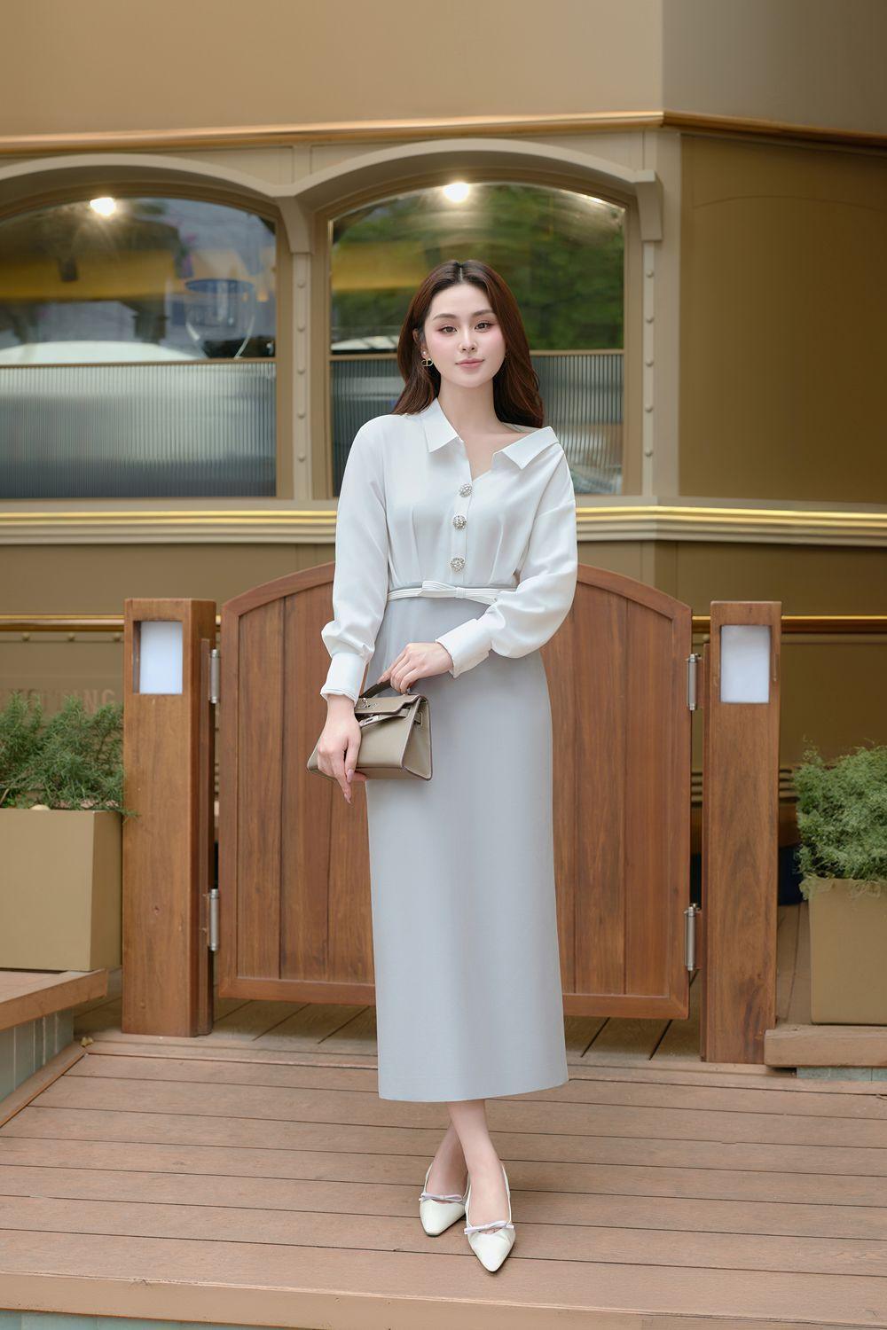 Bosho Sheath Collared Neck Linen Cotton Midi Dress - MEAN BLVD