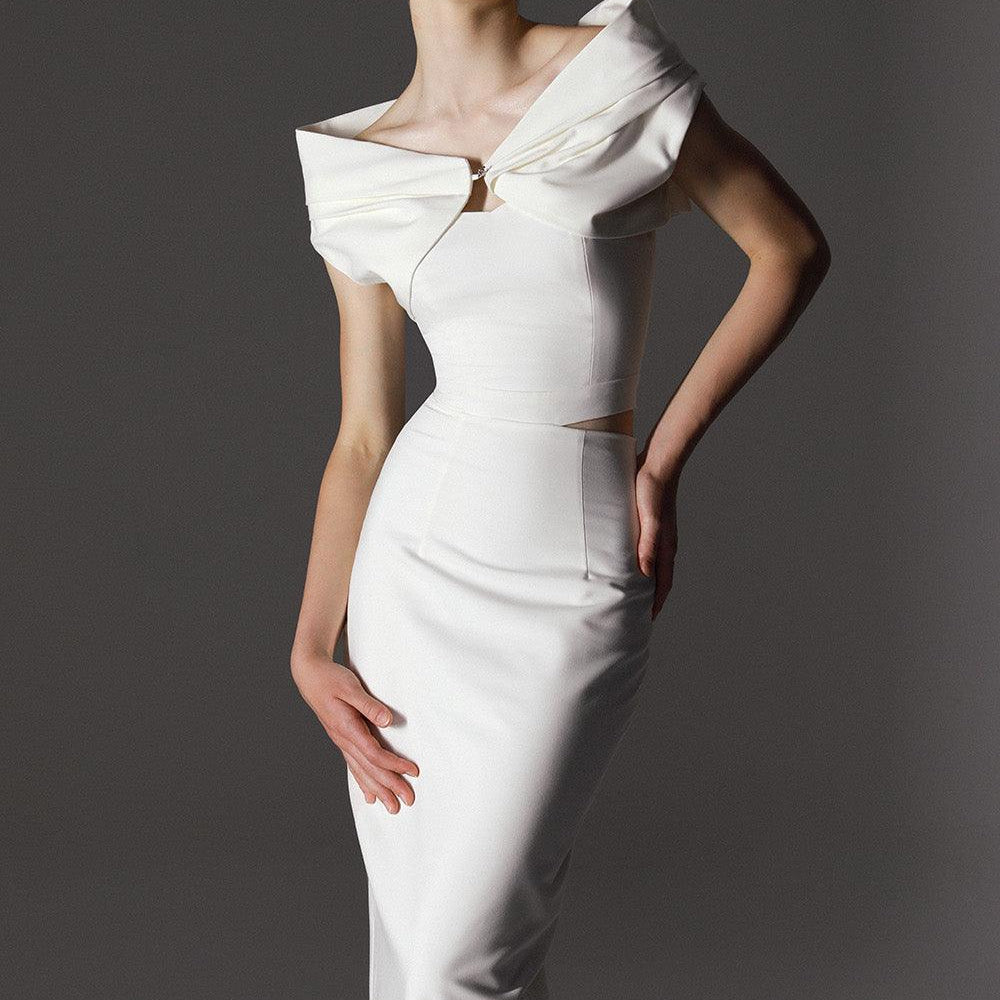 Bourgeois Sheath Cut-Out Wool Cotton Ankle Length Set - MEAN BLVD