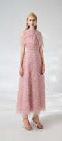 Bowers Layered Round Neck Organza Ankle Length Dress - MEAN BLVD