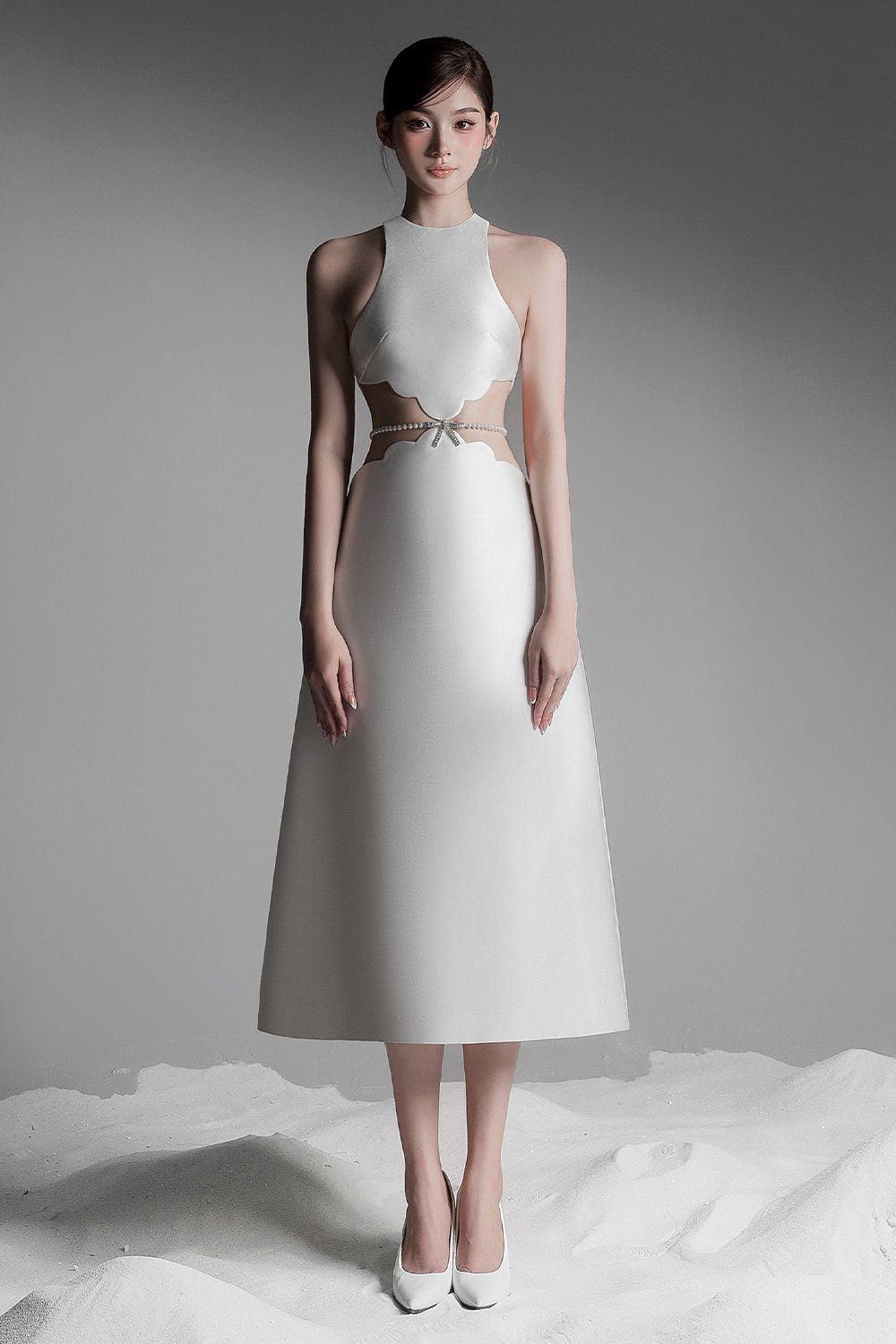 Bowy Beaded Belt - White Bowy Beaded Belt - White