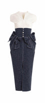 Bowy Pencil Short Sleeved Brocade Midi Dress - MEAN BLVD