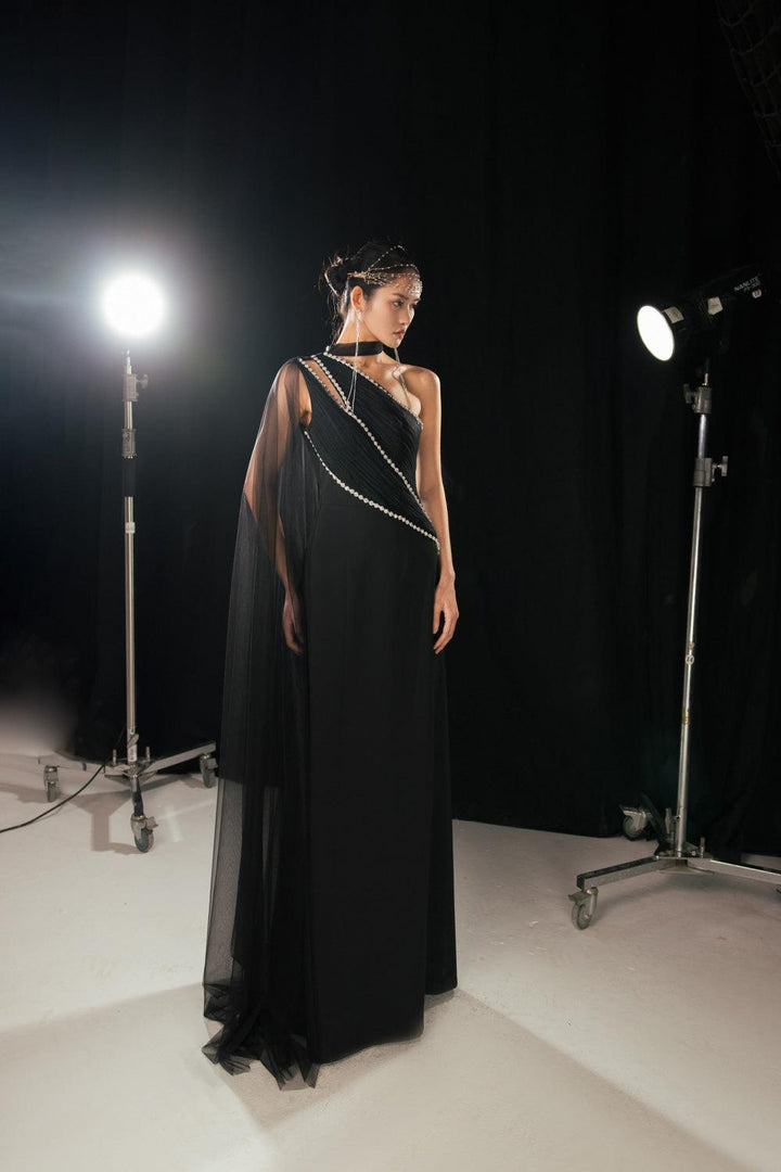 Brandt A-line Asymmetric Twill Floor Length Dress - MEAN BLVD