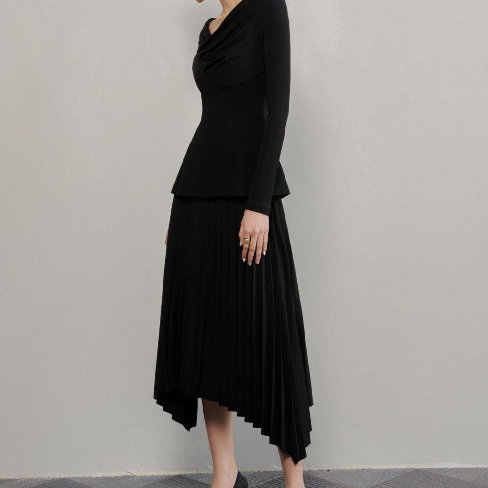 Brianna Pleated Symmetric Flap Cotton Midi Skirt - MEAN BLVD