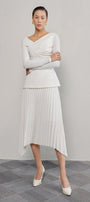 Brianna Sheath Asymmetric Neck Crinkle Crepe Top - MEAN BLVD