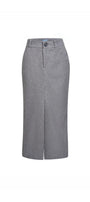 Briar Pencil Front Slit Wool Blend Midi Skirt - MEAN BLVD