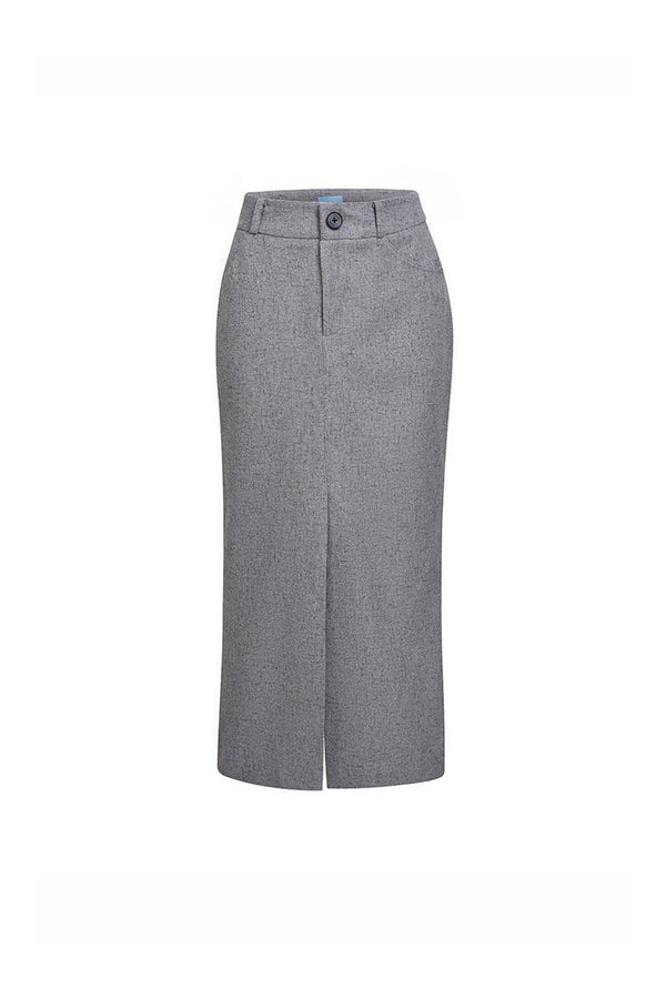 Briar Pencil Front Slit Wool Blend Midi Skirt - MEAN BLVD