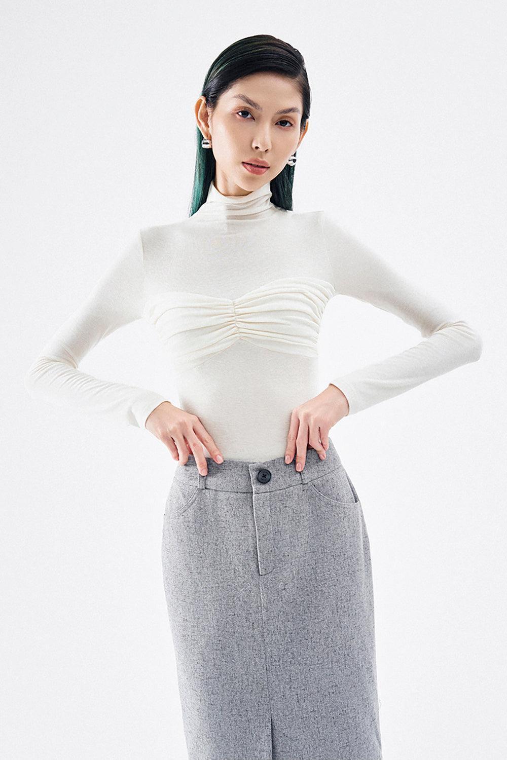 Briar Pencil Front Slit Wool Blend Midi Skirt - MEAN BLVD